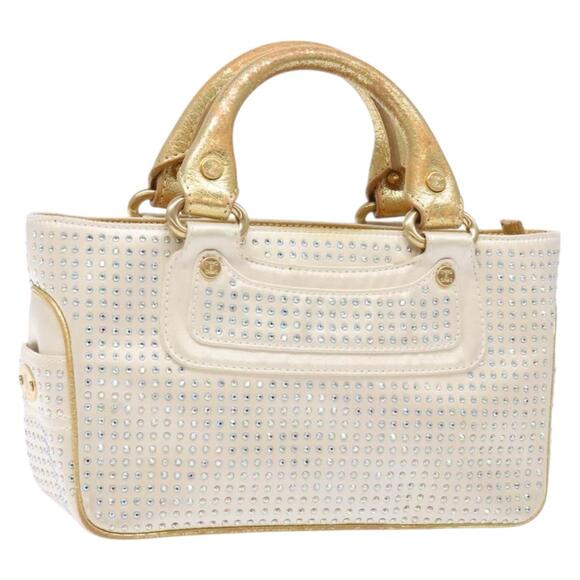 CELINE Hand Bag Leather Silver Gold - Picture 1 of 13